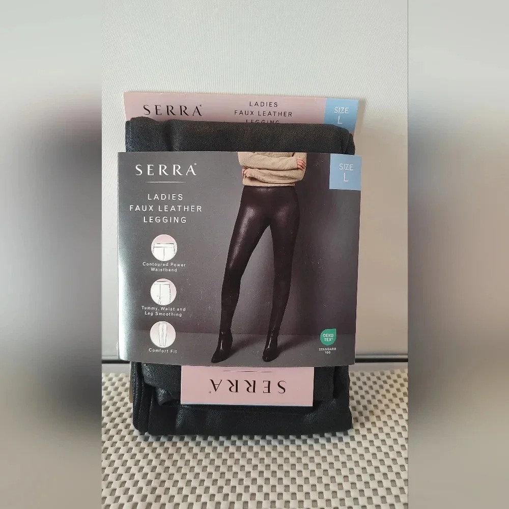 Serra Women's Size L (12-14) Faux Leather Leggings Black NWT
